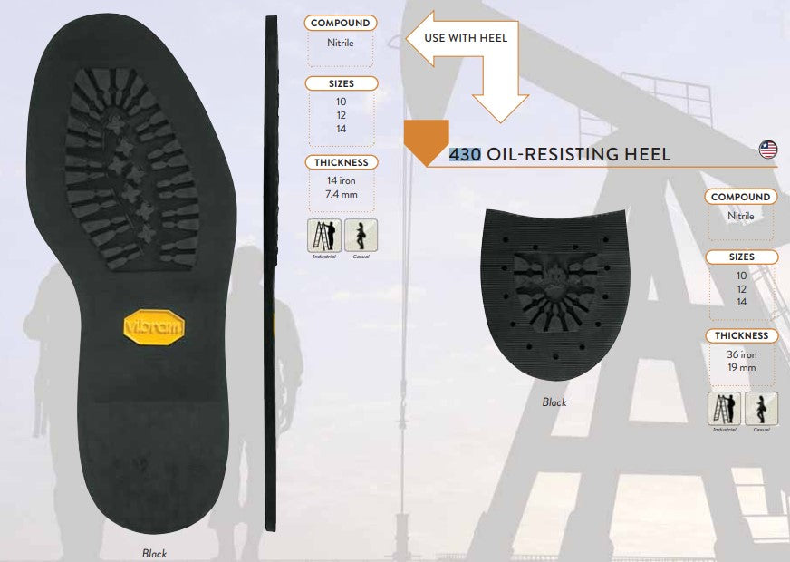 VIBRAM 430 OIL RESISTING semelles sole replacement